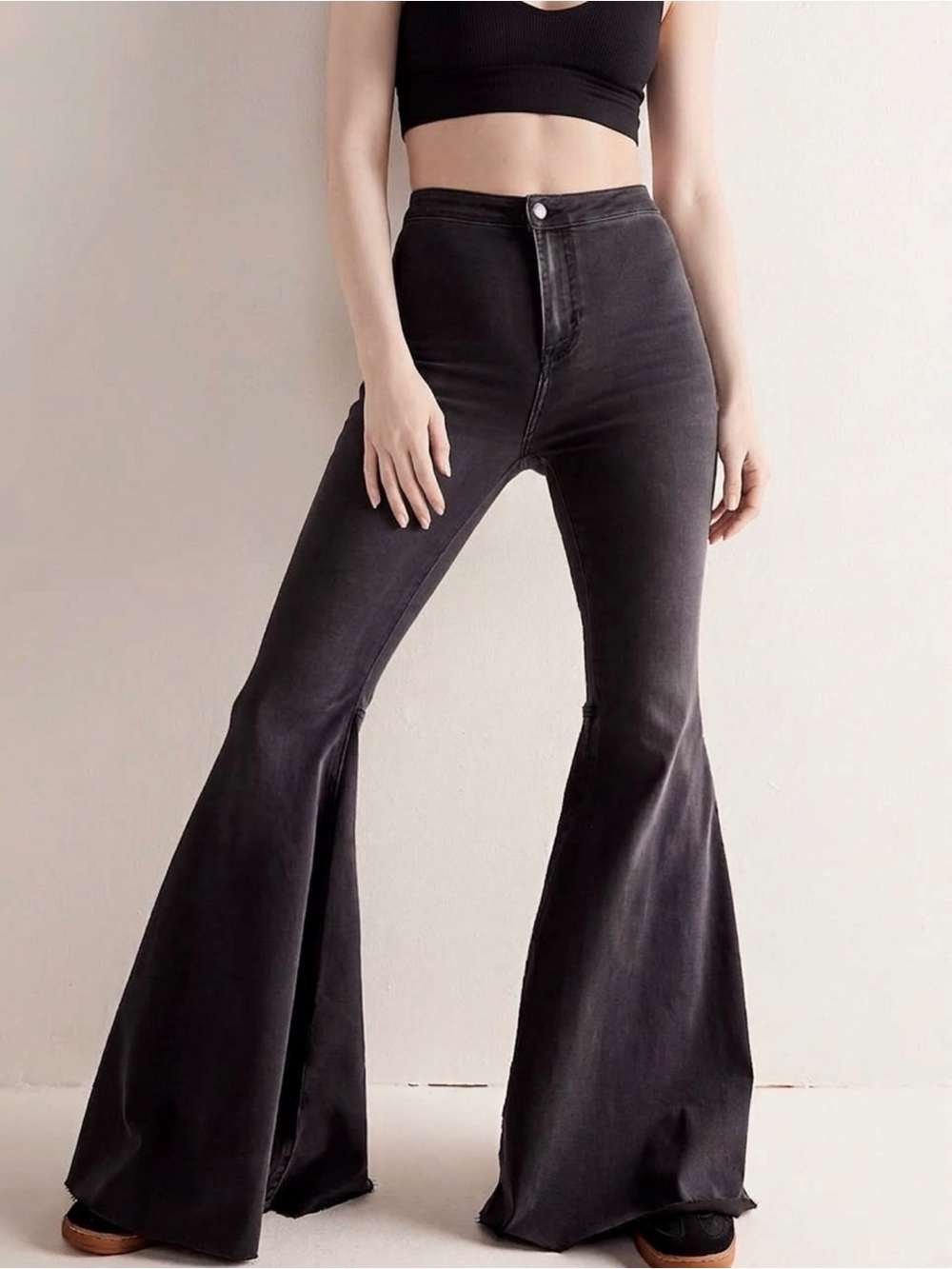 NWT We The Free Just Float On High Rise Flare Jeans Black 25